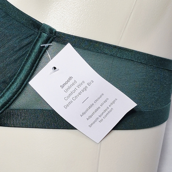32A Auden Smooth Unlined Comfort Wire Demi‎ Coverage UW Bra Green NWT - Picture 3 of 7
